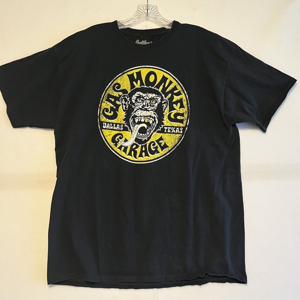 Garage Monkey Graphic Crew Neck T Shirt Black Size XL
